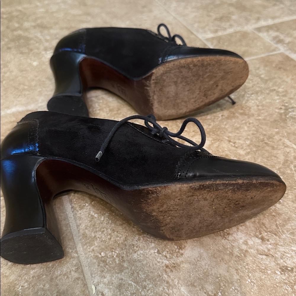 Michel Perry Black Chic Lace-Up Heels Made in Italy. - Picture 6 of 6